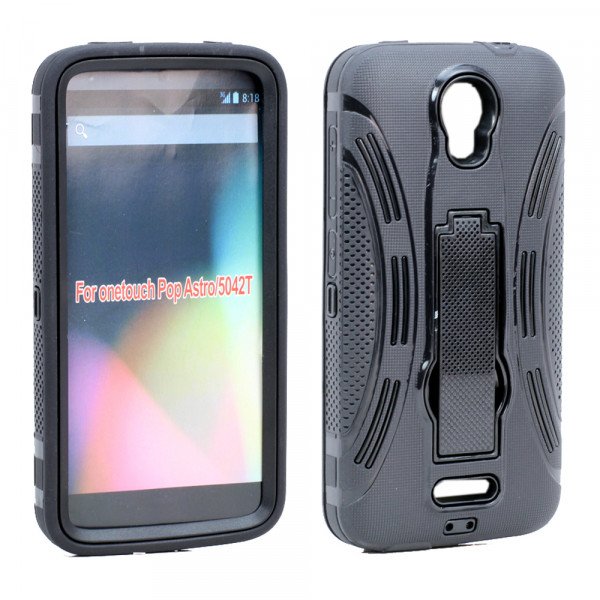 Wholesale Alcatel OneTouch Pop Astro 5042T Armor Hybrid Stand Case (Black)